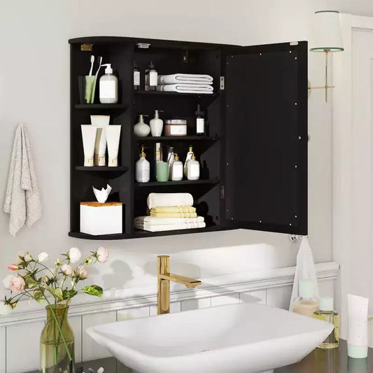 Costway Armoire de Toilette Murale Multifonctionnelle avec Miroir Gris/Blanc/Noir/Marron