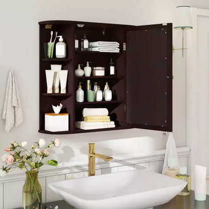 Costway Armoire de Toilette Murale Multifonctionnelle avec Miroir Gris/Blanc/Noir/Marron