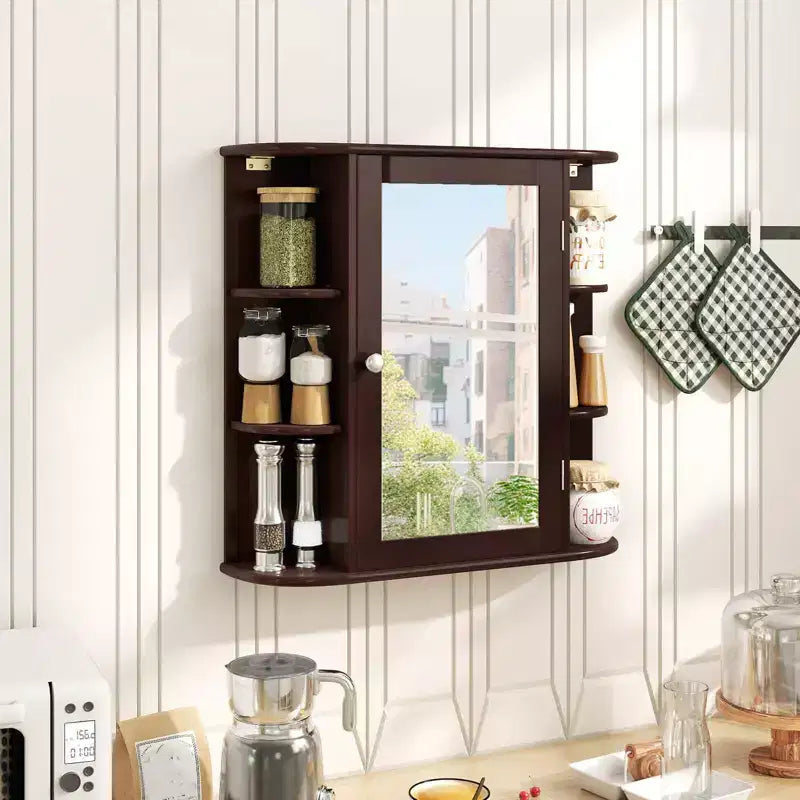 Costway Armoire de Toilette Murale Multifonctionnelle avec Miroir Gris/Blanc/Noir/Marron