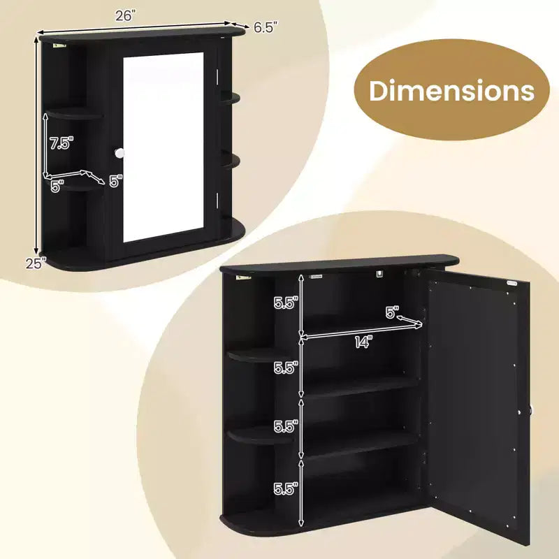 Costway Armoire de Toilette Murale Multifonctionnelle avec Miroir Gris/Blanc/Noir/Marron