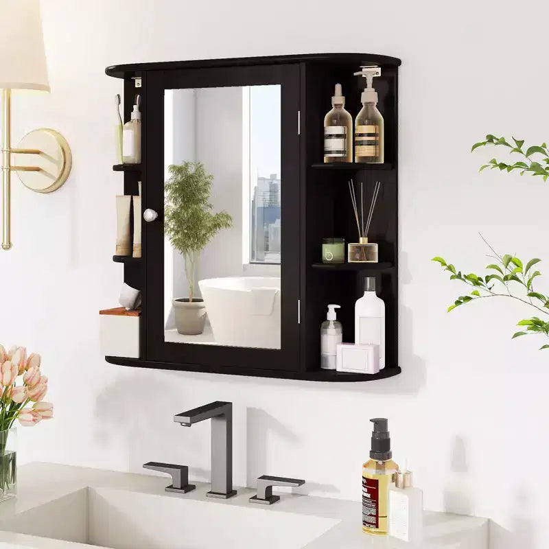 Costway Armoire de Toilette Murale Multifonctionnelle avec Miroir Gris/Blanc/Noir/Marron