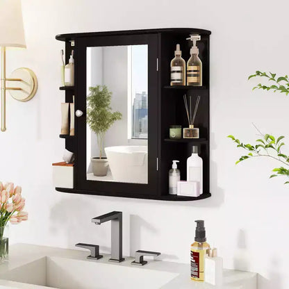 Costway Armoire de Toilette Murale Multifonctionnelle avec Miroir Gris/Blanc/Noir/Marron