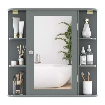 Costway Armoire de Toilette Murale Multifonctionnelle avec Miroir Gris/Blanc/Noir/Marron