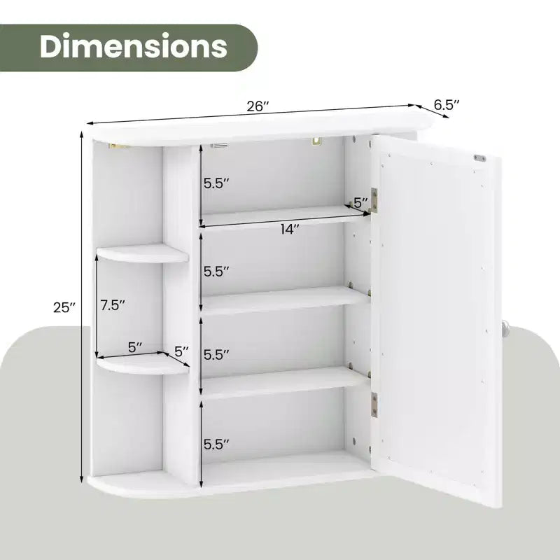 Costway Armoire de Toilette Murale Multifonctionnelle avec Miroir Gris/Blanc/Noir/Marron