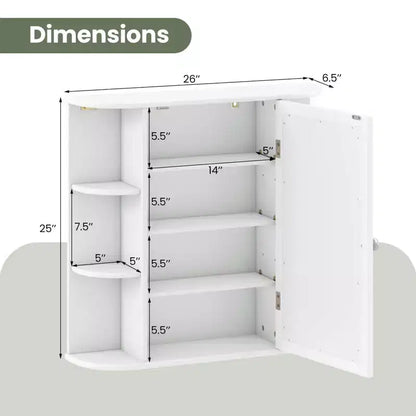 Costway Armoire de Toilette Murale Multifonctionnelle avec Miroir Gris/Blanc/Noir/Marron
