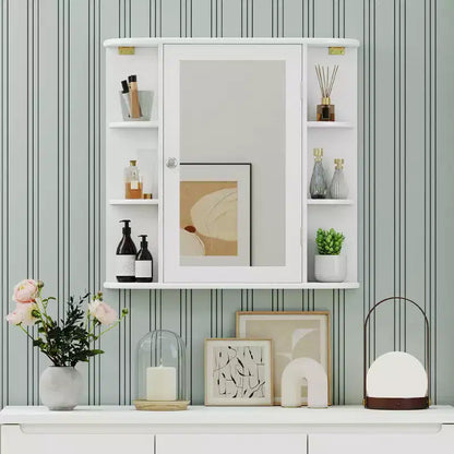 Costway Armoire de Toilette Murale Multifonctionnelle avec Miroir Gris/Blanc/Noir/Marron