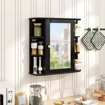 Costway Armoire de Toilette Murale Multifonctionnelle avec Miroir Gris/Blanc/Noir/Marron
