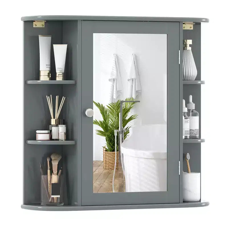 Costway Armoire de Toilette Murale Multifonctionnelle avec Miroir Gris/Blanc/Noir/Marron