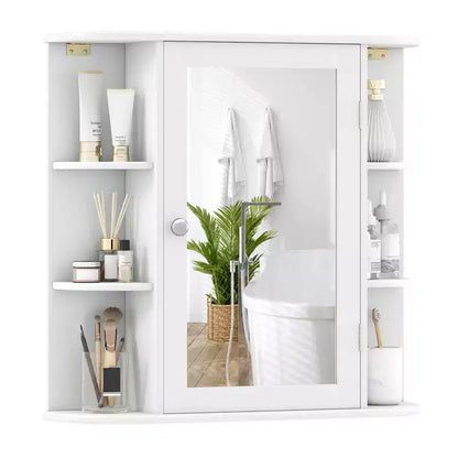 Costway Armoire de Toilette Murale Multifonctionnelle avec Miroir Gris/Blanc/Noir/Marron
