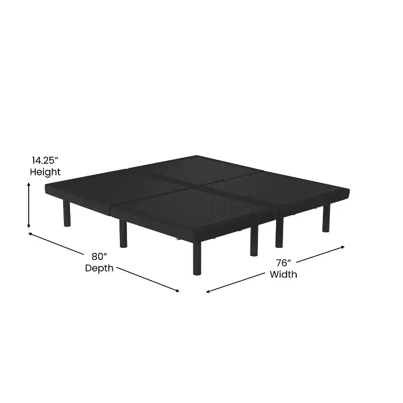 Base de lit tapissée réglable Flash Furniture Selene avec télécommande sans fil, trois hauteurs de pieds et inclinaison indépendante de la tête et des pieds