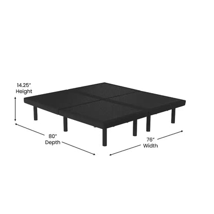 Base de lit tapissée réglable Flash Furniture Selene avec télécommande sans fil, trois hauteurs de pieds et inclinaison indépendante de la tête et des pieds