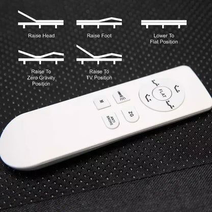 Base de lit tapissée réglable Flash Furniture Selene avec télécommande sans fil, trois hauteurs de pieds et inclinaison indépendante de la tête et des pieds