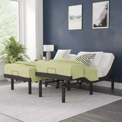 Base de lit tapissée réglable Flash Furniture Selene avec télécommande sans fil, trois hauteurs de pieds et inclinaison indépendante de la tête et des pieds