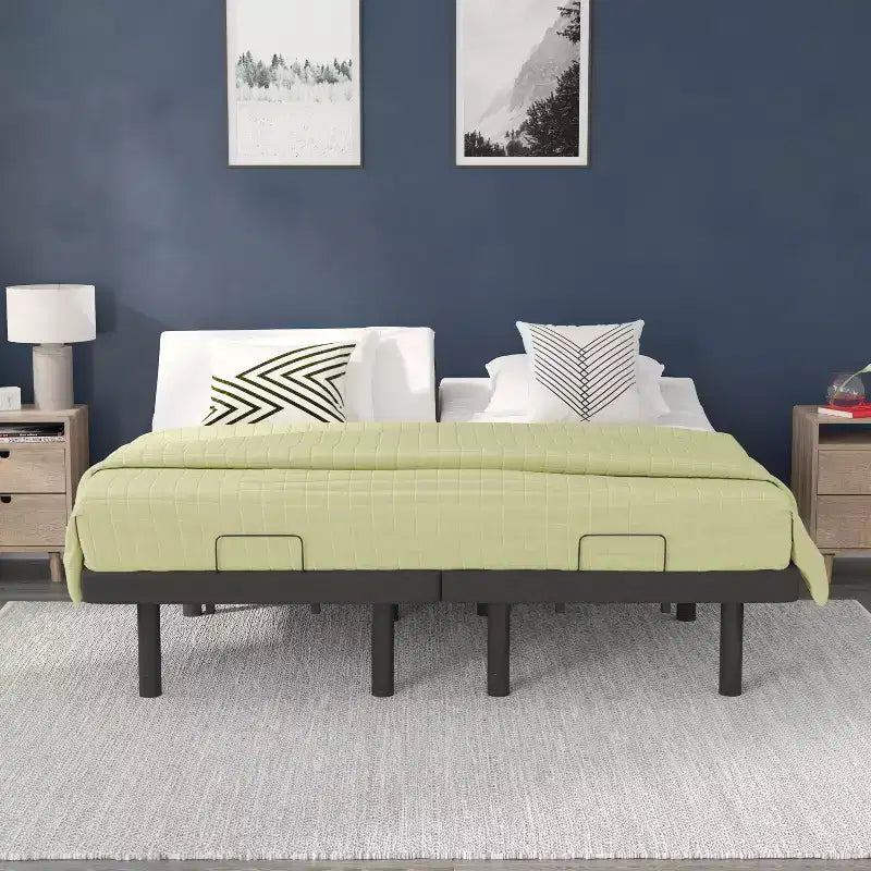 Base de lit tapissée réglable Flash Furniture Selene avec télécommande sans fil, trois hauteurs de pieds et inclinaison indépendante de la tête et des pieds