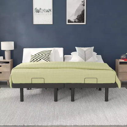 Base de lit tapissée réglable Flash Furniture Selene avec télécommande sans fil, trois hauteurs de pieds et inclinaison indépendante de la tête et des pieds