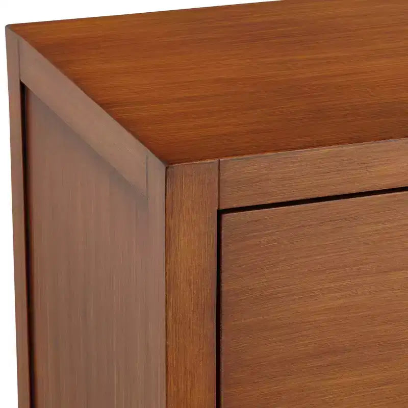 55 Downing Street Ollie Armoire à 3 tiroirs en teck brossé de 32 po de large avec poignées en cristal
