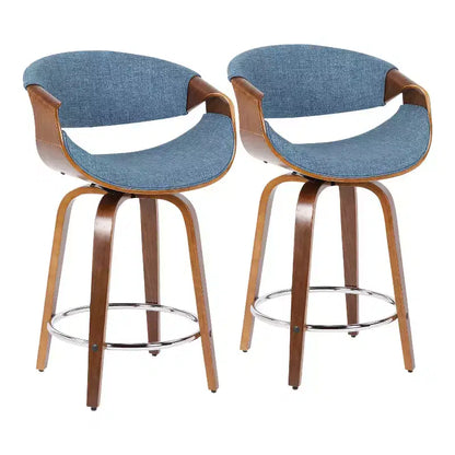 Set of 2 Curvini Upholstered Counter Height Barstools - Lumisource