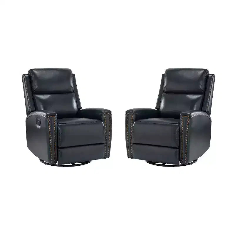 Set of 2 Hilario 30.31 Wide Genuine Leather Swivel Rocker Recliner| ART OF LIVING DESIGNS
