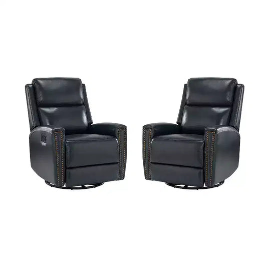 Set of 2 Hilario 30.31 Wide Genuine Leather Swivel Rocker Recliner| ART OF LIVING DESIGNS