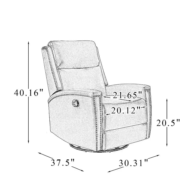 Lot de 2 fauteuils inclinables pivotants et à bascule Hilario de 77 cm de large en cuir véritable | ART OF LIVING DESIGNS