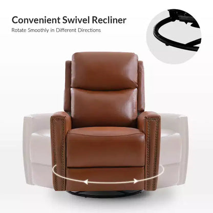 Lot de 2 fauteuils inclinables pivotants et à bascule Hilario de 77 cm de large en cuir véritable | ART OF LIVING DESIGNS