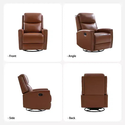 Lot de 2 fauteuils inclinables pivotants et à bascule Hilario de 77 cm de large en cuir véritable | ART OF LIVING DESIGNS