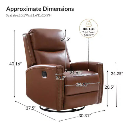 Lot de 2 fauteuils inclinables pivotants et à bascule Hilario de 77 cm de large en cuir véritable | ART OF LIVING DESIGNS
