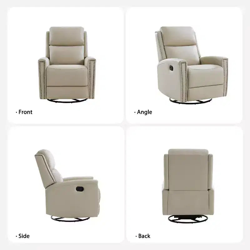 Lot de 2 fauteuils inclinables pivotants et à bascule Hilario de 77 cm de large en cuir véritable | ART OF LIVING DESIGNS