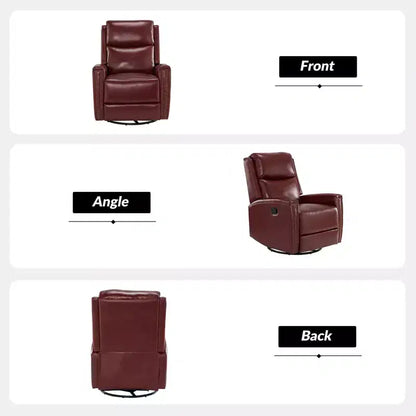 Lot de 2 fauteuils inclinables pivotants et à bascule Hilario de 77 cm de large en cuir véritable | ART OF LIVING DESIGNS