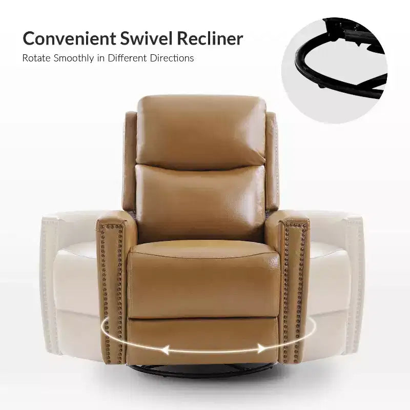 Lot de 2 fauteuils inclinables pivotants et à bascule Hilario de 77 cm de large en cuir véritable | ART OF LIVING DESIGNS