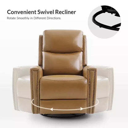 Lot de 2 fauteuils inclinables pivotants et à bascule Hilario de 77 cm de large en cuir véritable | ART OF LIVING DESIGNS