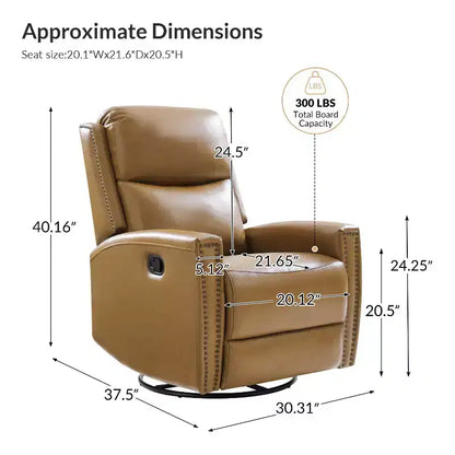 Lot de 2 fauteuils inclinables pivotants et à bascule Hilario de 77 cm de large en cuir véritable | ART OF LIVING DESIGNS