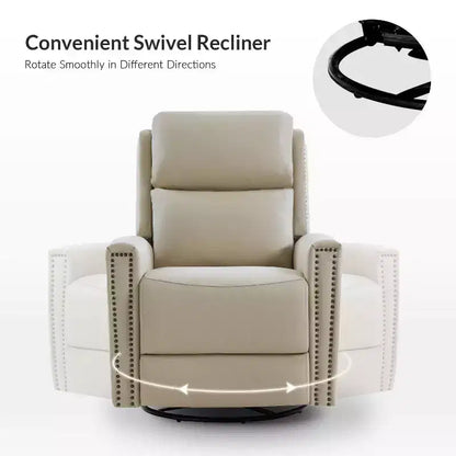 Lot de 2 fauteuils inclinables pivotants et à bascule Hilario de 77 cm de large en cuir véritable | ART OF LIVING DESIGNS