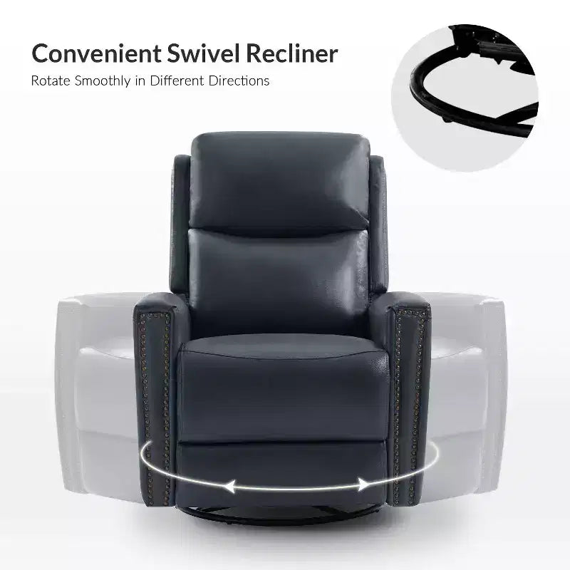 Lot de 2 fauteuils inclinables pivotants et à bascule Hilario de 77 cm de large en cuir véritable | ART OF LIVING DESIGNS