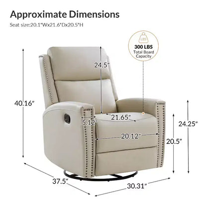 Lot de 2 fauteuils inclinables pivotants et à bascule Hilario de 77 cm de large en cuir véritable | ART OF LIVING DESIGNS