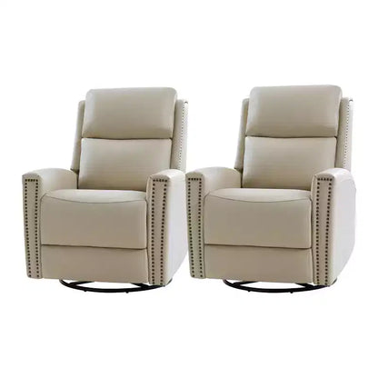 Lot de 2 fauteuils inclinables pivotants et à bascule Hilario de 77 cm de large en cuir véritable | ART OF LIVING DESIGNS