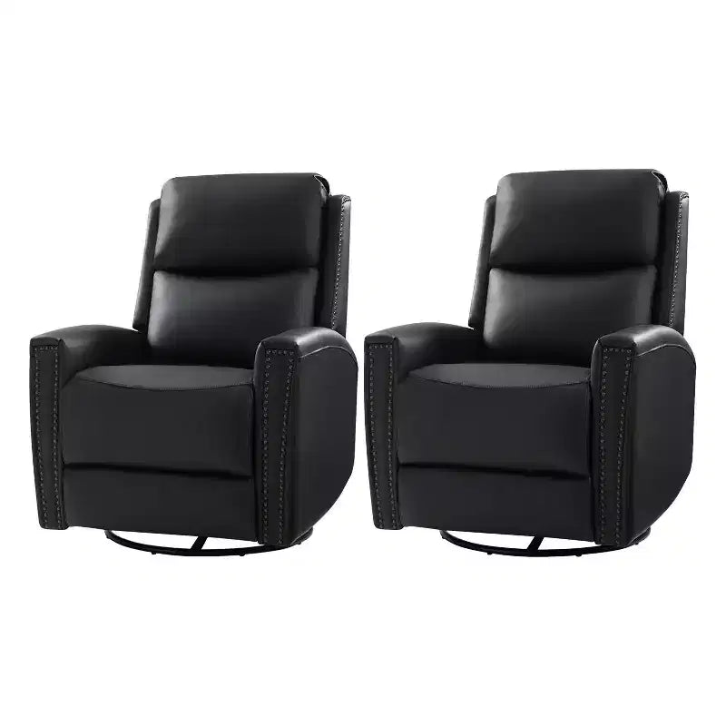 Lot de 2 fauteuils inclinables pivotants et à bascule Hilario de 77 cm de large en cuir véritable | ART OF LIVING DESIGNS