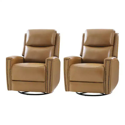 Lot de 2 fauteuils inclinables pivotants et à bascule Hilario de 77 cm de large en cuir véritable | ART OF LIVING DESIGNS