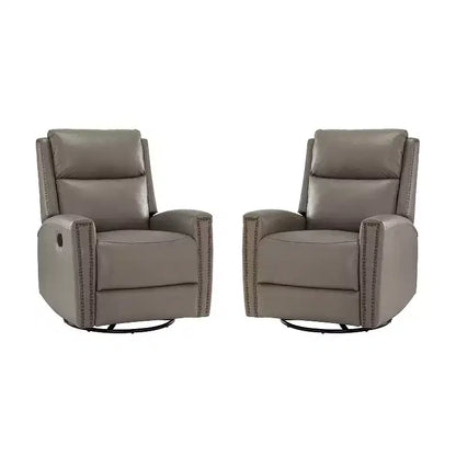 Lot de 2 fauteuils inclinables pivotants et à bascule Hilario de 77 cm de large en cuir véritable | ART OF LIVING DESIGNS