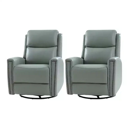Lot de 2 fauteuils inclinables pivotants et à bascule Hilario de 77 cm de large en cuir véritable | ART OF LIVING DESIGNS