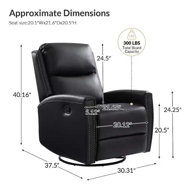 Fauteuil inclinable pivotant et à bascule en cuir véritable Hilario Fall 30.31 large | OFFRE DU JOUR | ART OF LIVING DESIGNS