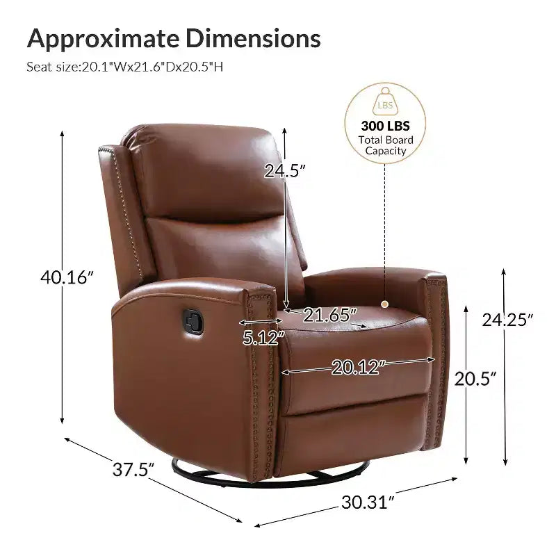 Fauteuil inclinable pivotant et à bascule en cuir véritable Hilario Fall 30.31 large | OFFRE DU JOUR | ART OF LIVING DESIGNS