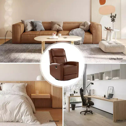 Fauteuil inclinable pivotant et à bascule en cuir véritable Hilario Fall 30.31 large | OFFRE DU JOUR | ART OF LIVING DESIGNS