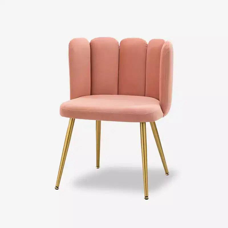 Barbara Velvet Vanity Stool for Makeup Room Moden Accent Side Chairs for Living Room with Golden Metal Legs| ART OF LIVING DESIGNS-Pink