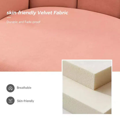 Tabouret de Maquillage en Velours Barbara pour Salle de Maquillage Chaises d'Appoint Modernes pour Salon avec Pieds en Métal Doré | ART OF LIVING DESIGNS-Rose