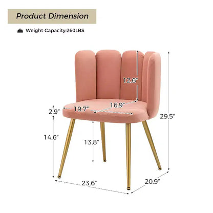 Tabouret de Maquillage en Velours Barbara pour Salle de Maquillage Chaises d'Appoint Modernes pour Salon avec Pieds en Métal Doré | ART OF LIVING DESIGNS-Rose