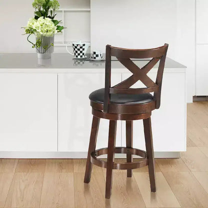 Tabouret pivotant Costway 24 po de hauteur de comptoir, chaise de salle à manger capitonnée à dossier en X, cuisine expresso