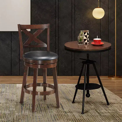 Tabouret pivotant Costway 24 po de hauteur de comptoir, chaise de salle à manger capitonnée à dossier en X, cuisine expresso