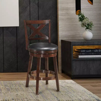 Tabouret pivotant Costway 24 po de hauteur de comptoir, chaise de salle à manger capitonnée à dossier en X, cuisine expresso