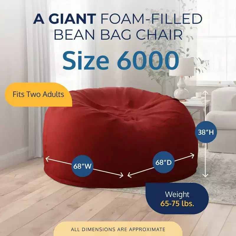 Ultimate Sack Fauteuil Pouf 1,8 m, Fauteuil de Sol Confortable Surdimensionné pour l'Intérieur, Grand Meuble Rembourré de Mousse pour la Détente, Suède Bordeaux
